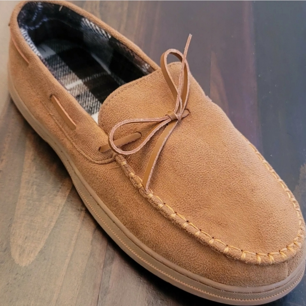 Gold toe Men's Tie Moccasins carter size 8-9 Tan